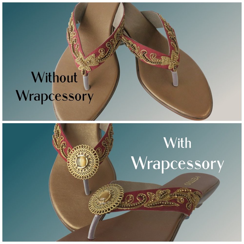 Red & Gold Flip Flops Sandals With Removable Accessories...726
